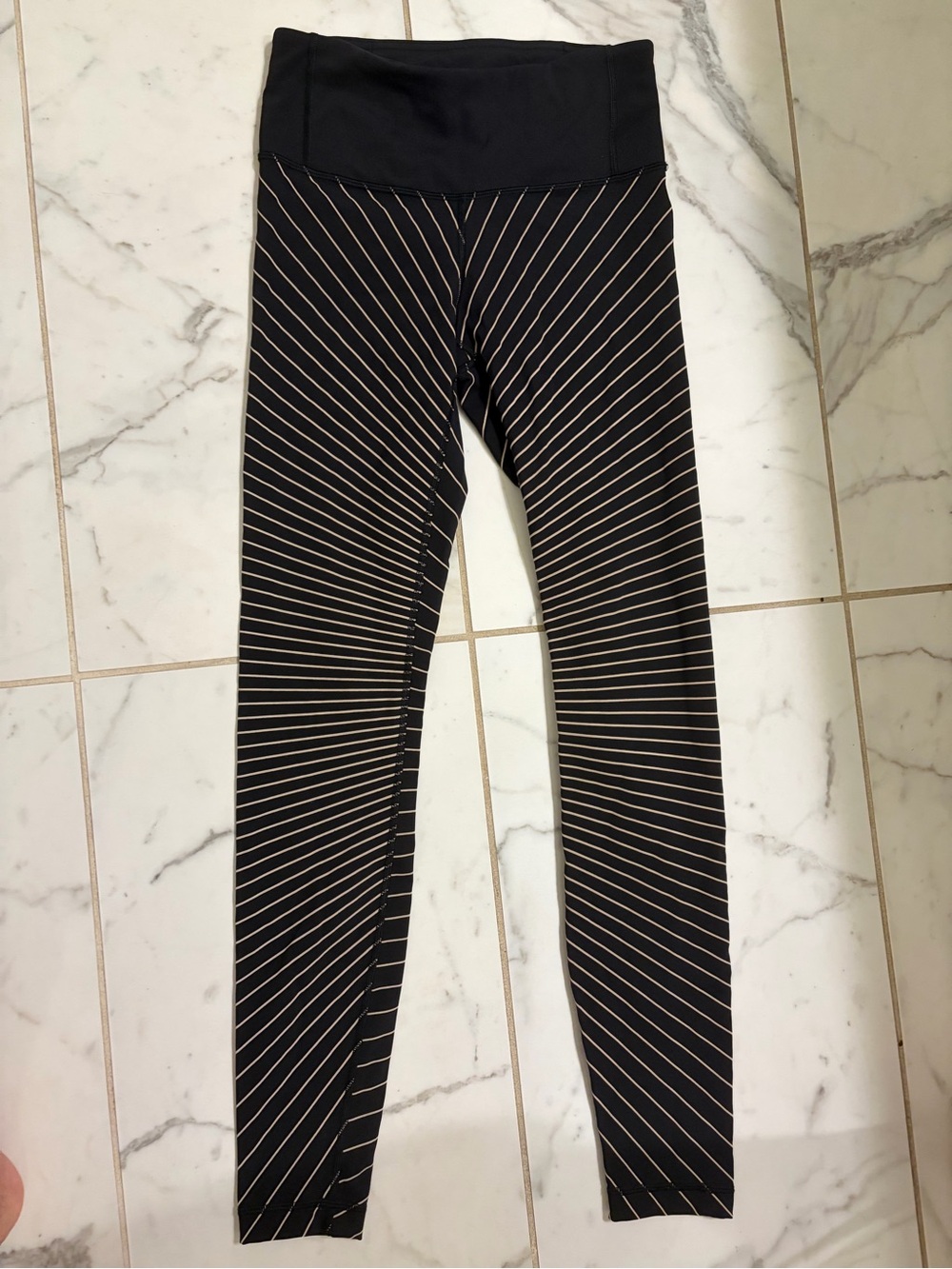 Lululemon Black and White Striped Leggings size 4